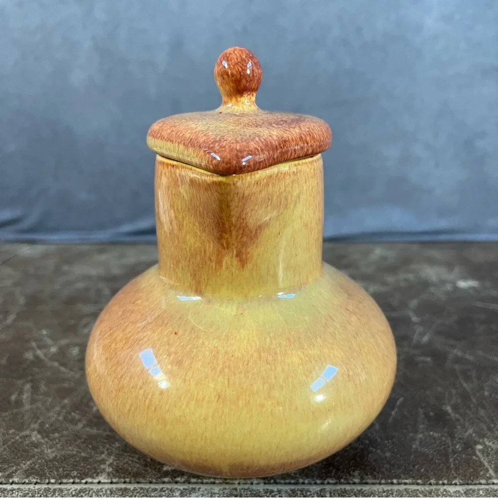 Franciscan El Patio Pottery Jug Orange w/ Lid Gloss Syrup / Hot Water *See Desc*